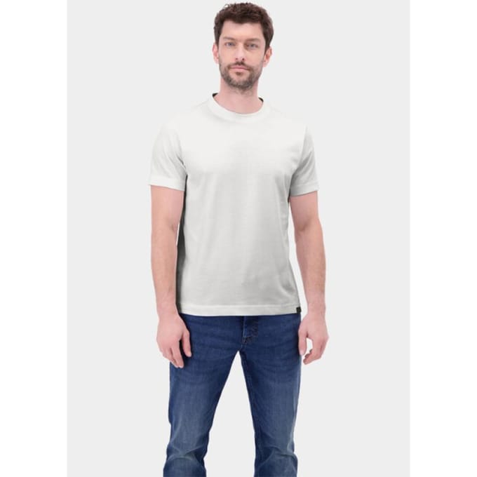 LERROS T-shirt van katoen met print , Maat: M , Kleur: BROKEN WHITE , 100% katoen