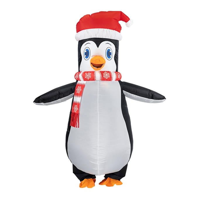 Pinguïn opblaaspak met sjaal, volwassenen 150-190cm zwart