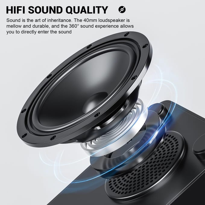 KO-STAR BT5.3 Speaker Playback Draagbare draadloze speaker met vintage platenspeler design AUX koffie