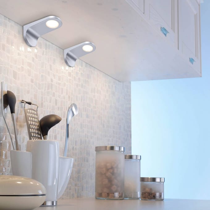 Paul Neuhaus LED meubelverlichting Amon, zilver, 15 cm lang, set van 2, dimbaar