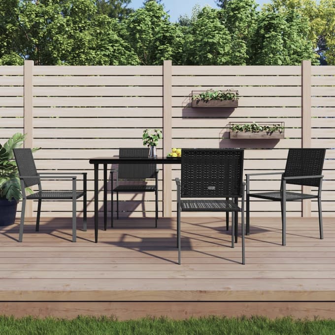vidaXL - 5-delige - Tuinset - poly - rattan - en - staal