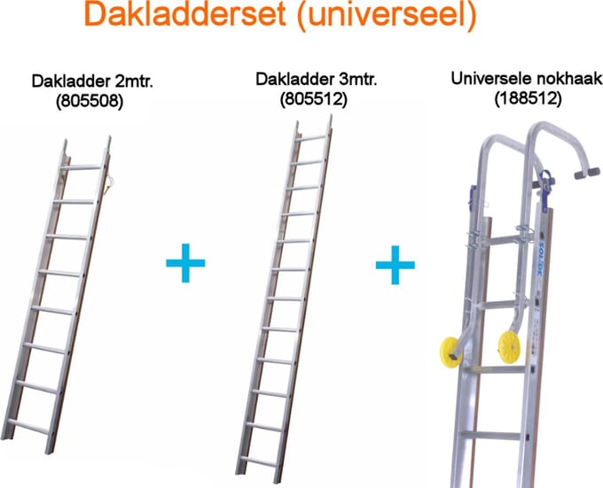 Solide dakladderset met universele nokhaak