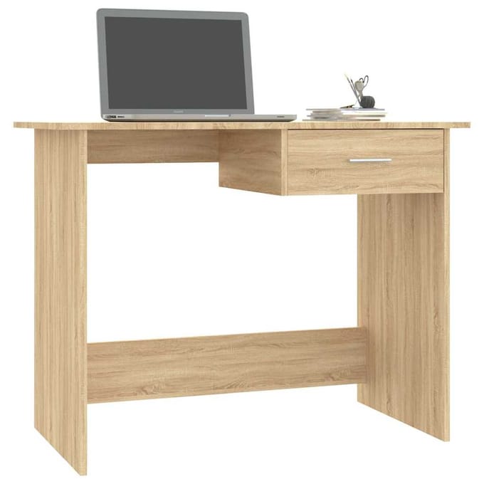 vidaXL - Bureau - 100x50x76 - cm - bewerkt - hout - gerookt - eikenkleurig