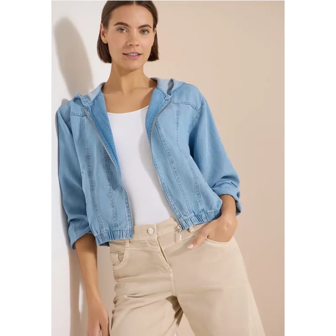 Denim-look blouson met ritssluiting