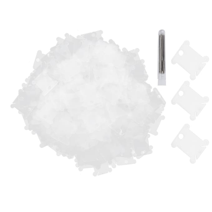 300 Pièces Bobines de Fil Plastique Transparent Point de Croix Plaque d'Enroulement Outils de Broderie white