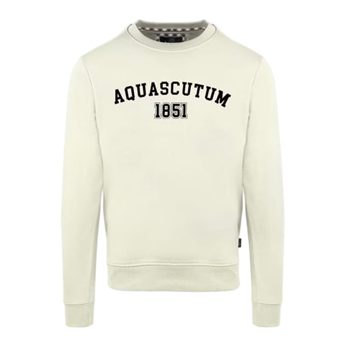 Aquascutum Heren-sweatshirt met gebogen logo (Boter)