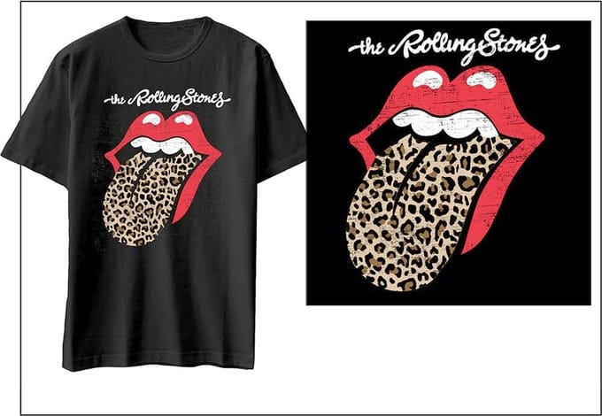 The Rolling Stones Heren Tshirt -2XL- Leopard Print Tongue Zwart