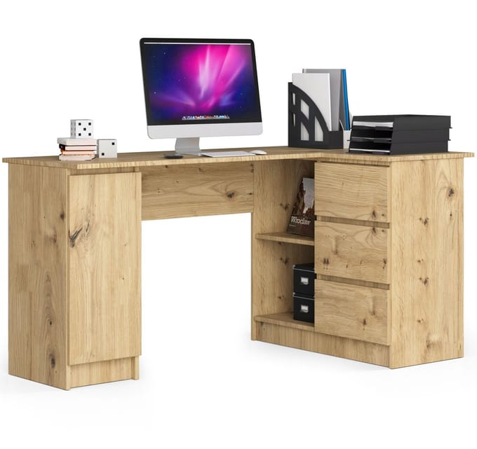 Hoekbureau Rechts B20 / Computerbureau / Computer Tafel / Bureautafel Rechts / Artisan Eik / 155 x 77 x 85 cm