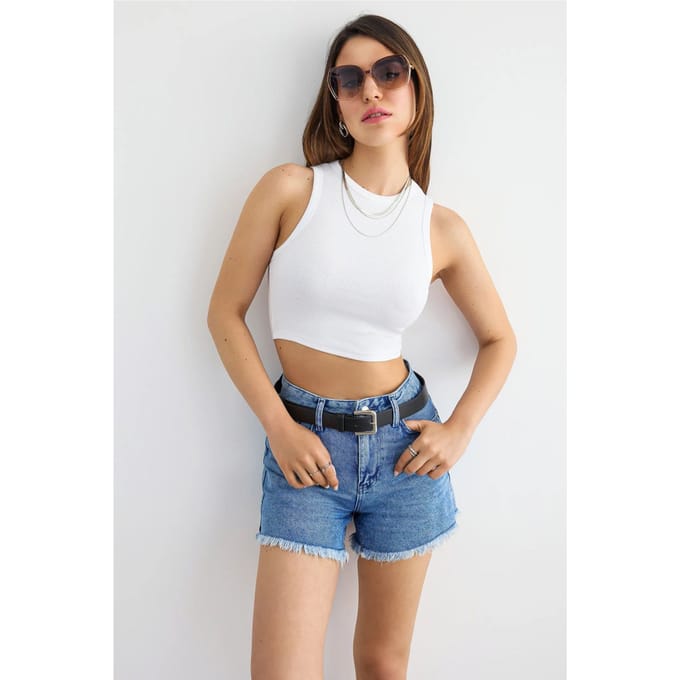 Basis Geweven Crew-Neck Tanktop