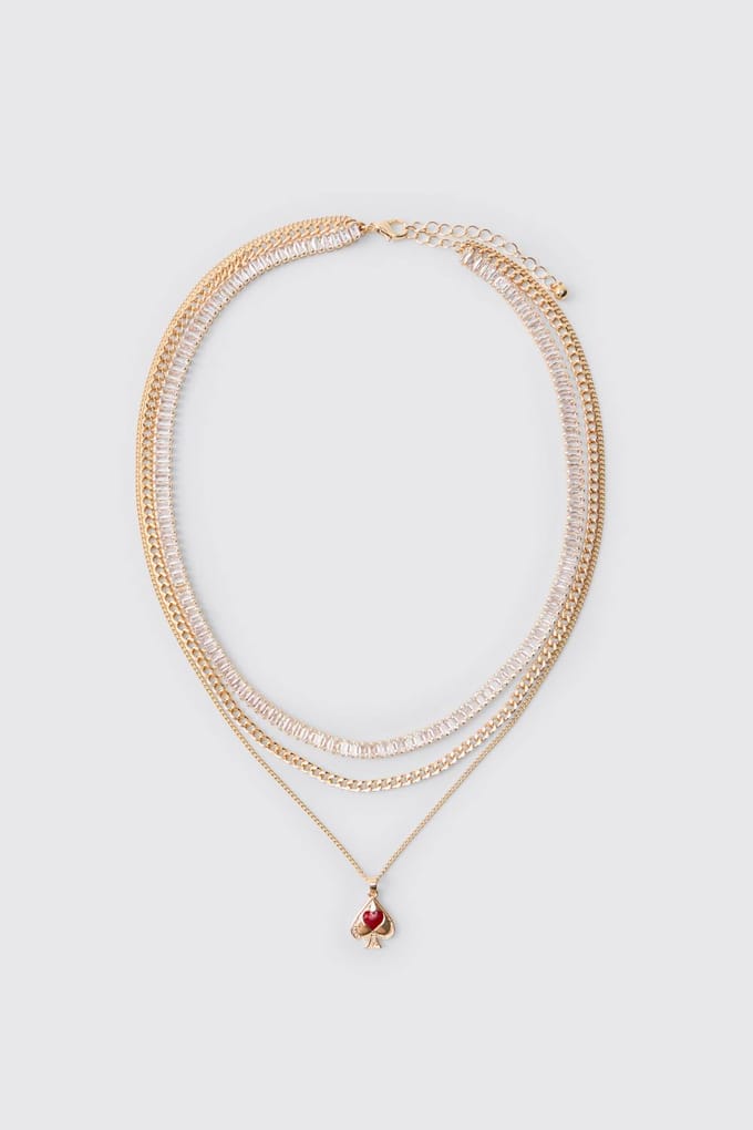 Geschopte Bedel Gelaagde Ketting Halsketting | Gold