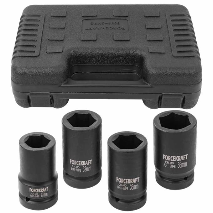 Forcekraft Slagdoppen Set 1" 27-36mm 6-zijdig in Koffer