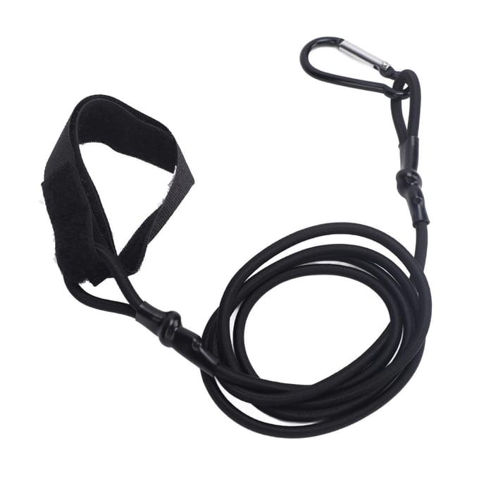 Laisse de pagaie en nylon élastique et métal anti-perte pour canne à pêche et filet de pêche black