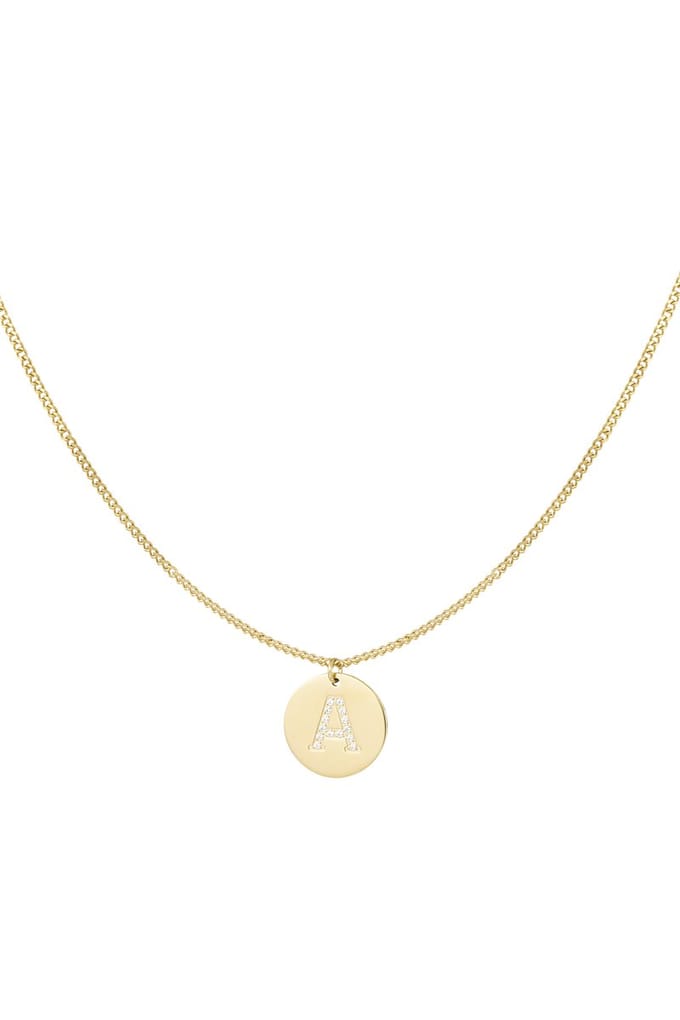 90 NOTES - Initial Strass Ketting - Letter A - goudkleurig