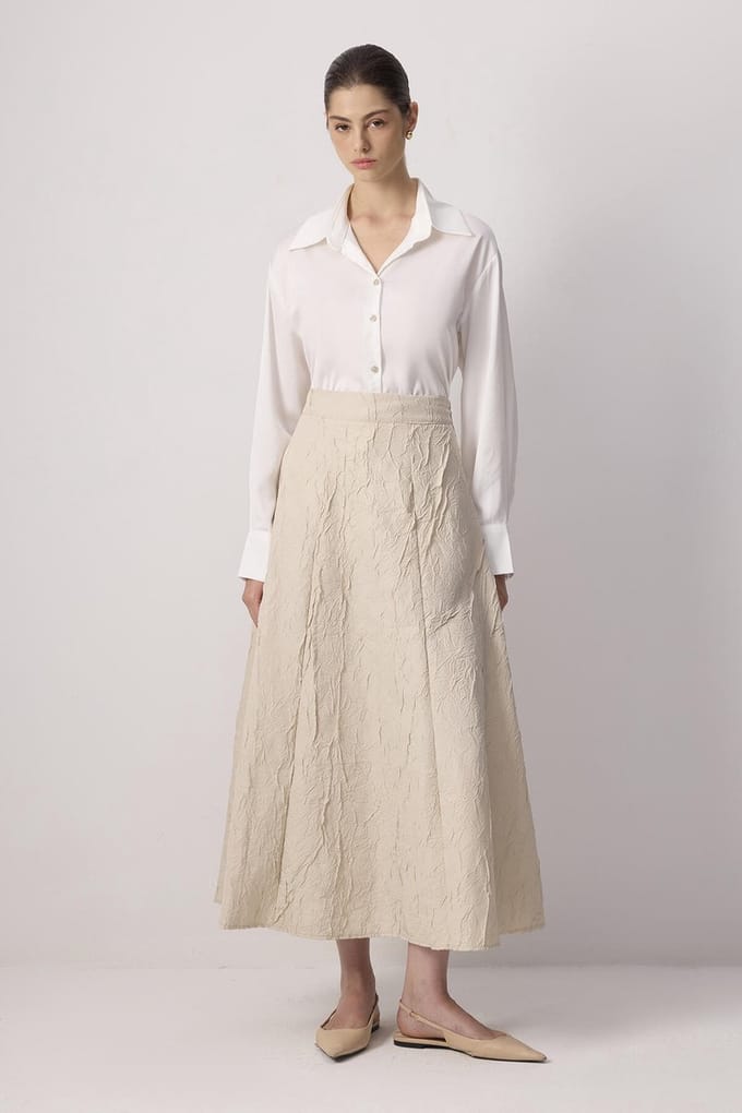 Touché Privé - Jacquard A-lijn rok - Beige - Dames