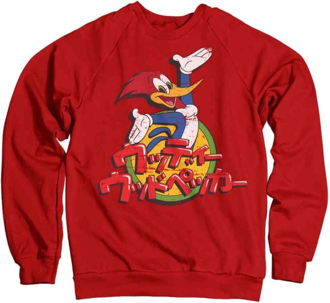 Woody Woodpecker Sweater/trui -M- Washed Japanese Logo Rood