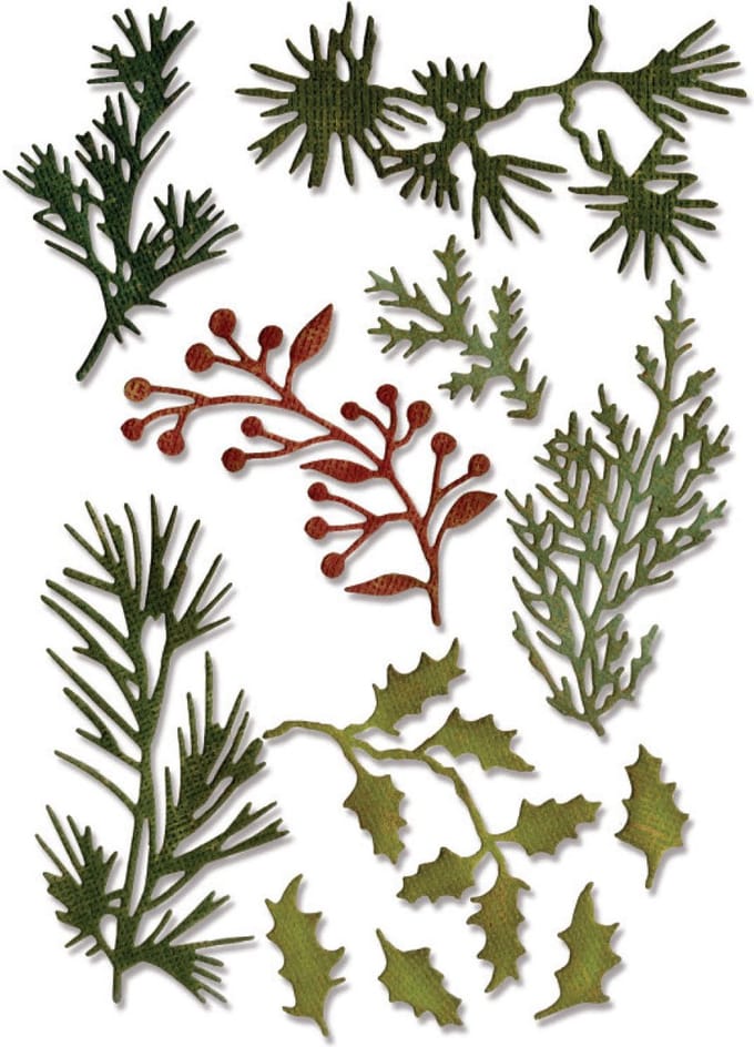 Sizzix Thinlits Die Set Holiday Greens ontworpen door Tim Holtz, 11 stuks