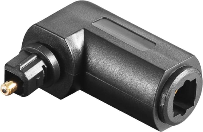 Goobay TOSLINK digitale audio adapter 90° schuin, 360° draaibare Toslink-stekker naar Toslink-koppeling