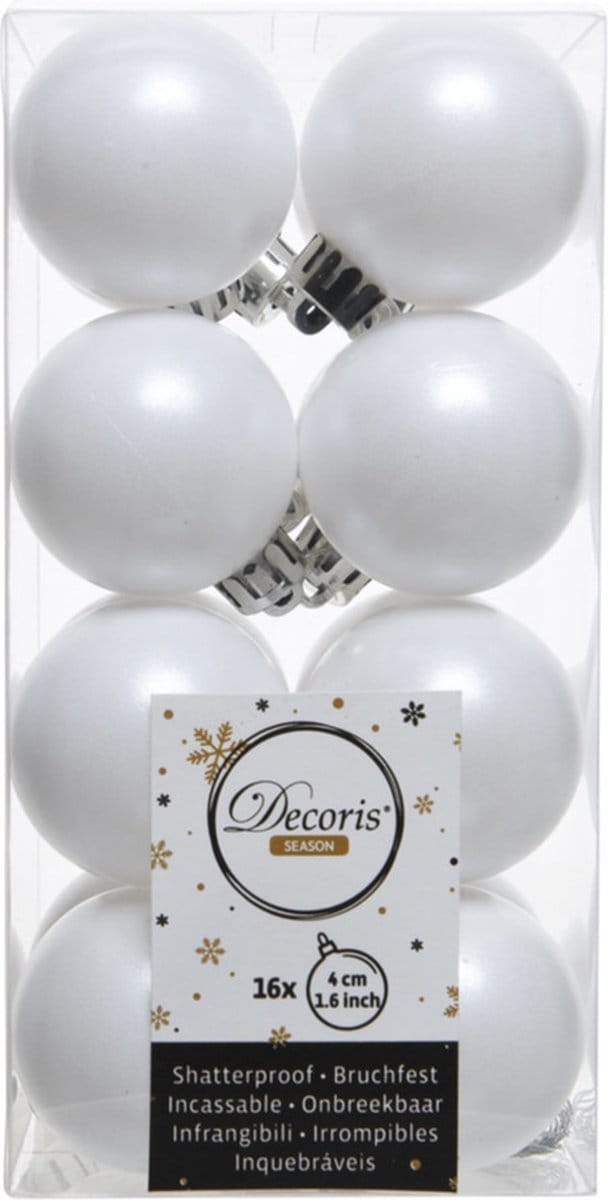 Decoris kerstballen - 16 stuks - 4cm - kunststof