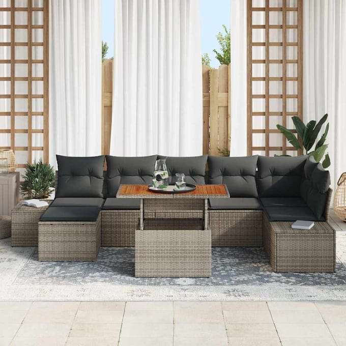 vidaXL - Tuinbank - Set - 8 - st - Grijs - en - Bruin