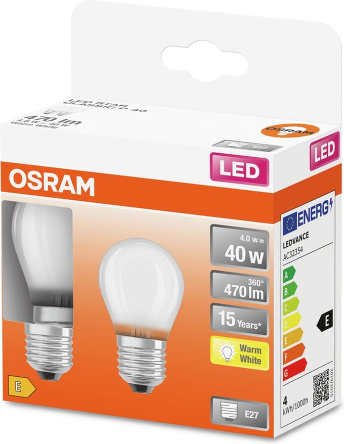 2x Osram 2X E27 LED Lamp | 4W 2700K 220V 827 | 300°