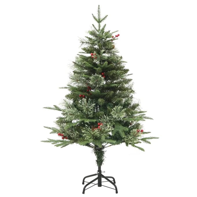 vidaXL Kerstboom met LED en dennenappels 120 cm PVC en PE groen