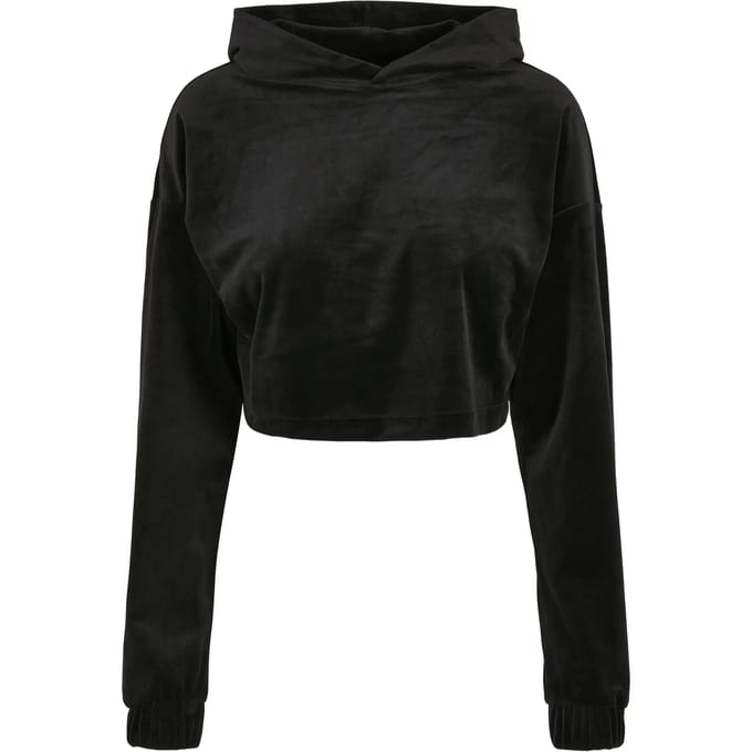Dames sweatshirt met capuchon Urban Classics cropped velvet oversized (GT)