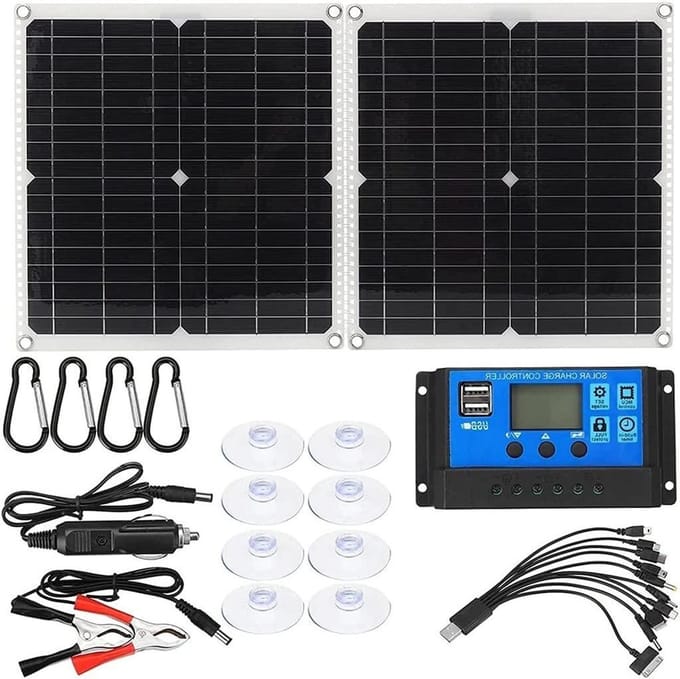 Zonnepaneel Kit - Draagbaar Paneel - Energie Opladen - Hoge Efficiëntie - 100W - Zwart