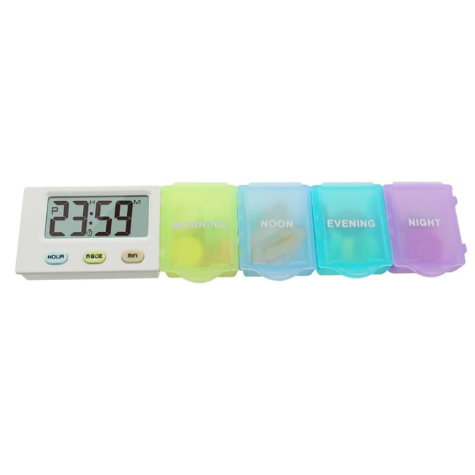 Stofdicht gescheiden pillenorganizer, pillendoosje, elektronische timer, wekker, herinneringsmedicijn veelkleurig
