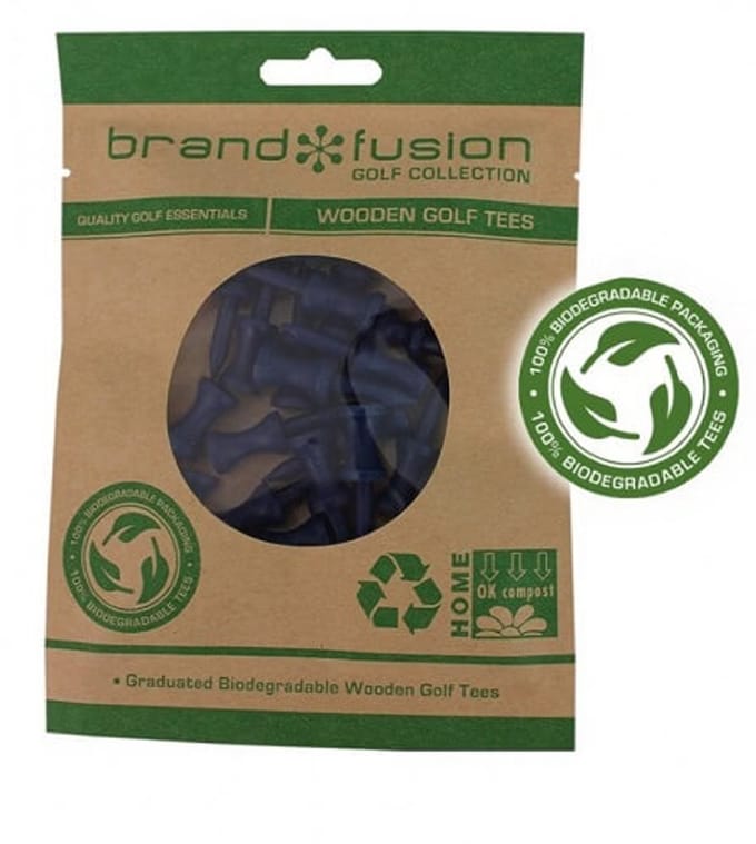 Brand Fusion Biodegradable Wooden Golf Tees 37mm 20 pack