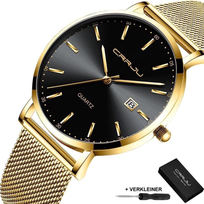 CRRJU - Unisex - Horloge - 41 mm - Goudkleurig