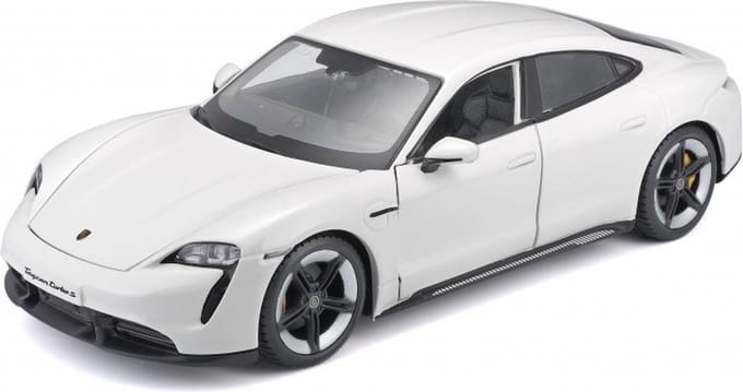 Bburago Modelauto Porsche Taycan - wit - 20 cm - schaal 1:24 - speelgoedauto