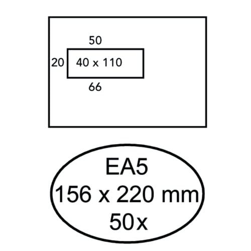 Envelop Hermes EA5 156x220mm venster 4x11links zelfklevend 50 stuks