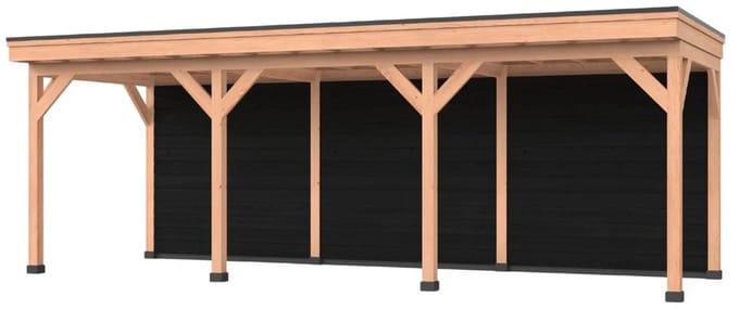 Douglas overkapping, 750 x 250, Met achterwand, Westwood Comfort Basic zwart