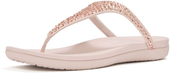 FitFlop Solay Mixed-Crystal Toe-Post Sandals Dames Sandalen - Nude Rose