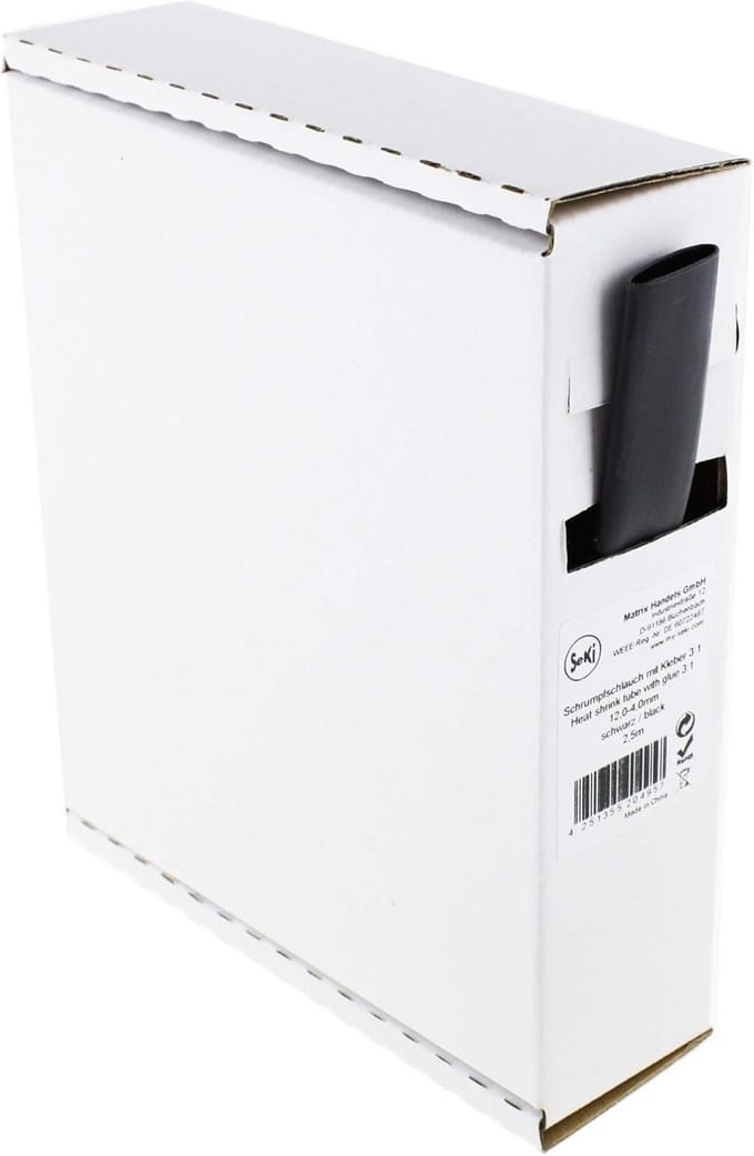Zwarte krimpkous met lijm (3:1) - 12-4mm - 2.5m - Dispenserdoos