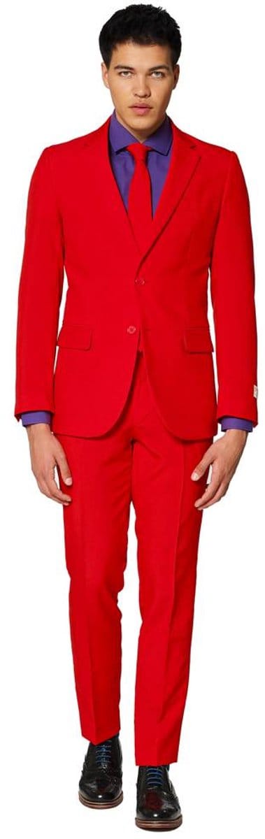 OppoSuits Red Devil - Heren Pak - Carnavalskleding - Mannen Kostuum - Rood - Feest - Maat 50