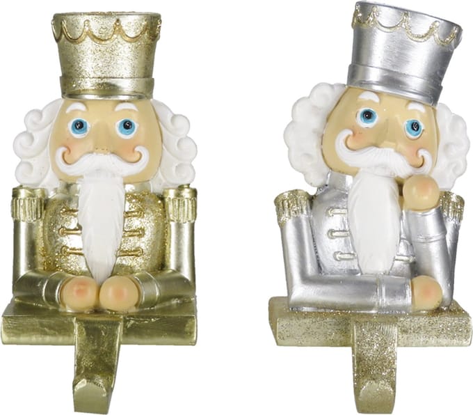 Clayre & Eef Haak Kerstsok Set van 2 Notenkraker 12 cm Goudkleurig Kunststof