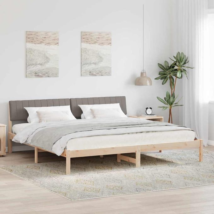 vidaXL - Bedframe - Bruin - en - taupe - 200 - x - 200 - cm - Massief - grenenhout