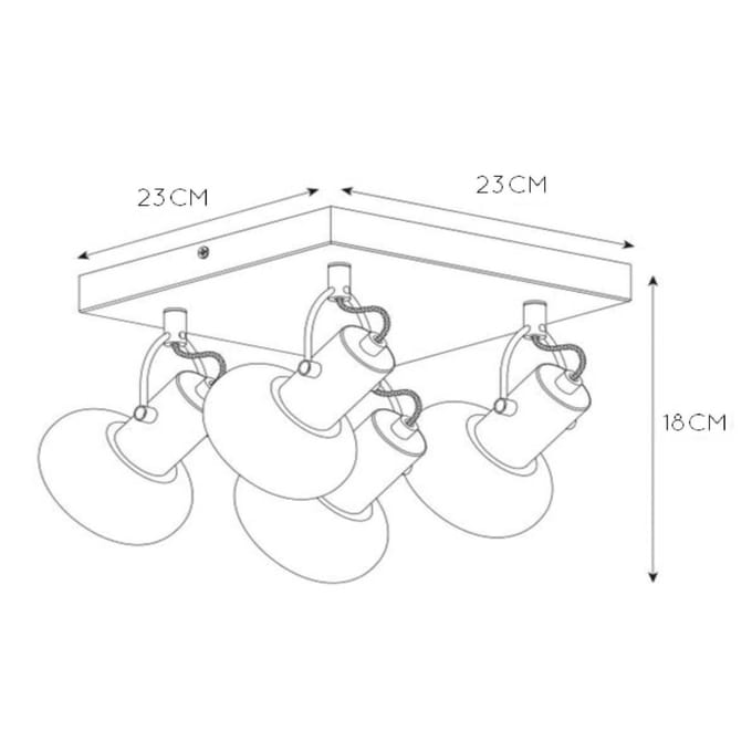 Lucide MADEE - Plafondspot (Plafondlamp) - 4xE14 - Zwart