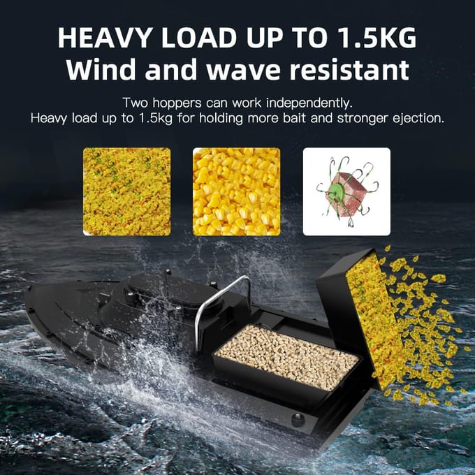Slimme RC Visaas Boot 400-500M Draadloze Afstandsbediening Visvoerboot Schip met LED 10000mAh x 1 black