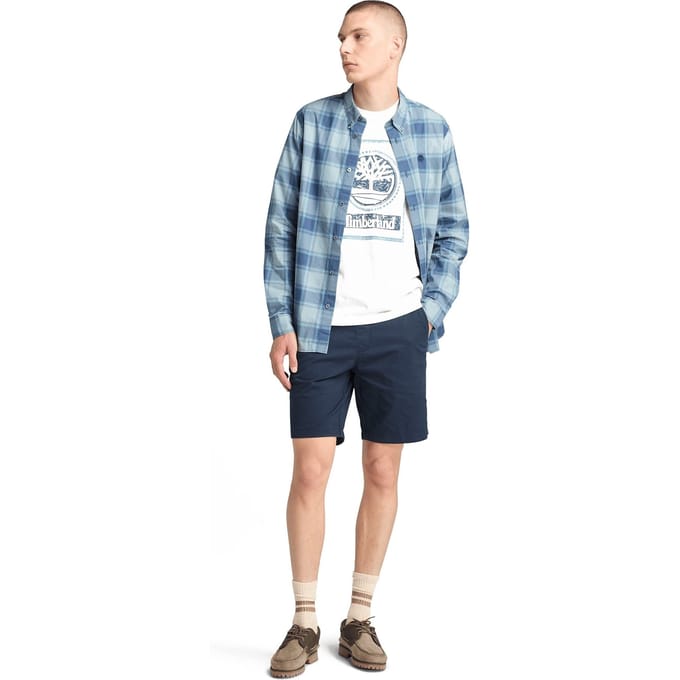 Timberland Poplin Check Shirt Dark Denim Yd Größe: S | Casual hemden Outlet | Herren | Blau