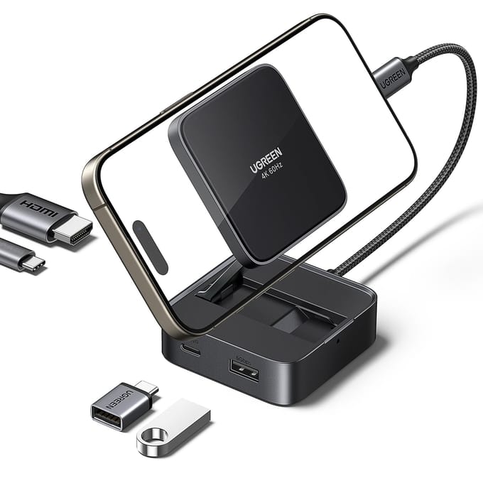 UGREEN USB C Magnetische naar HDMI Opvouwbare Draagbare USB C Hub met 100W PD 5Gbps Data Compatibel met iPhone Galaxy iPad en Directe Smartphone Uitbreiding
