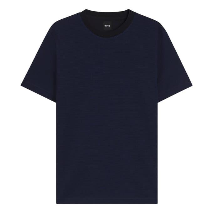 Boss Heren T-shirt met geribde kraag van C-Thompson (Donkerblauw)