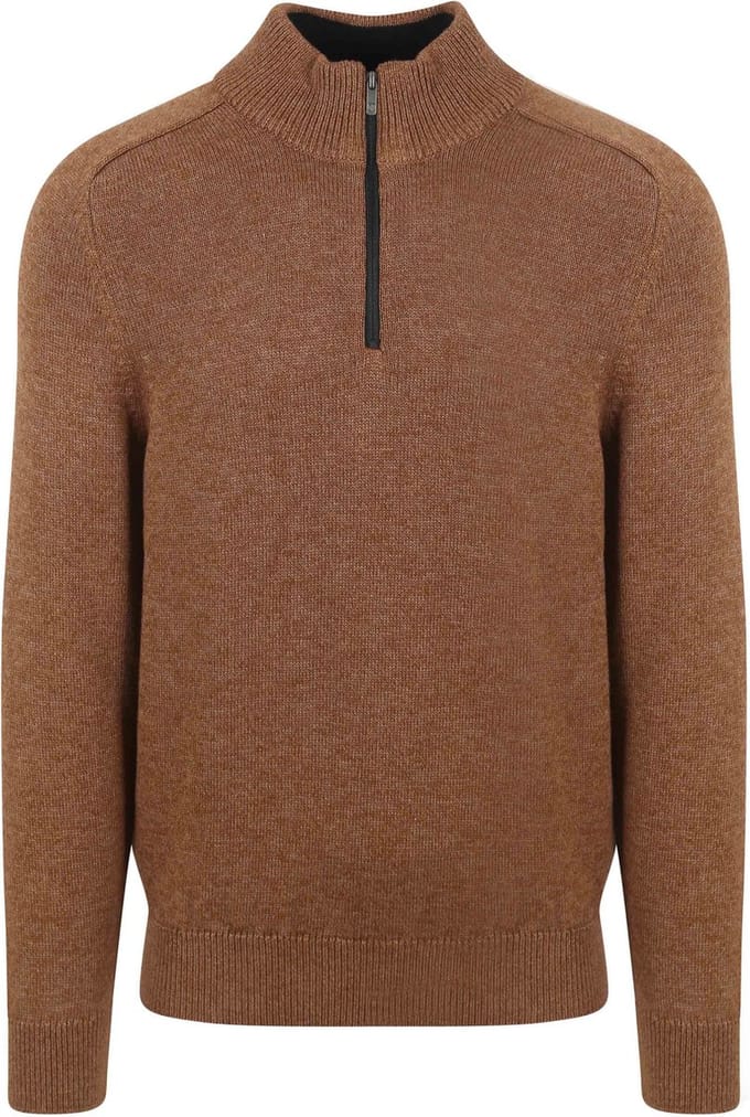 State Of Art Half Zip Trui Melange Camel Bruin - Maat XXL - Heren - Pullovers