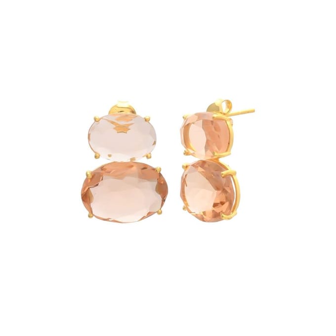 Statement Oorbellen Liv met Champagne steen – Luxe & Uniek Cadeau