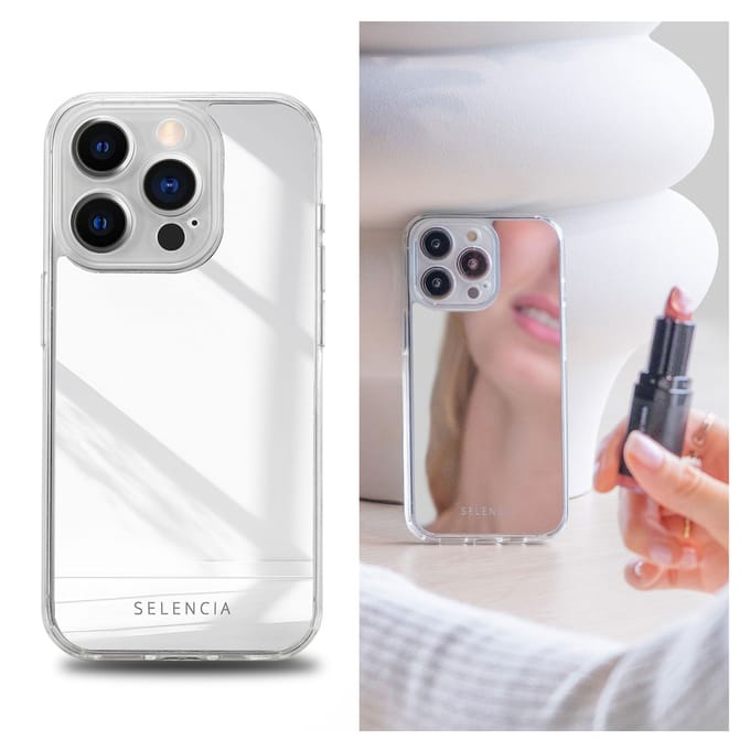 Selencia Mirror Backcover voor de Apple iPhone 15 Pro - Zilver