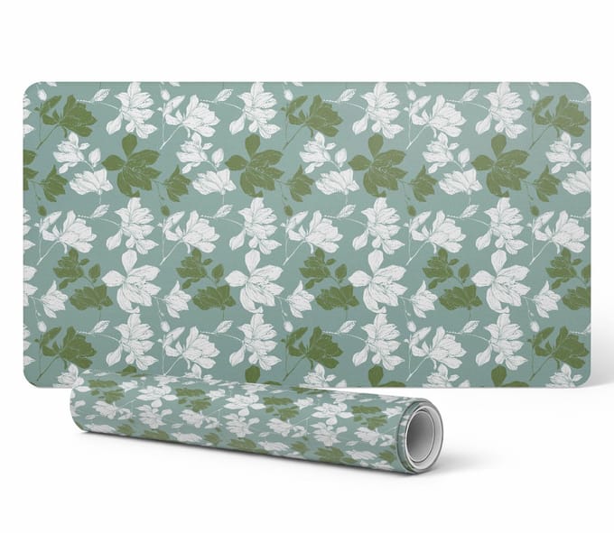 Decoratieve bureauonderlegger met grafisch bloemen- en bladpatroon 120x60 cm