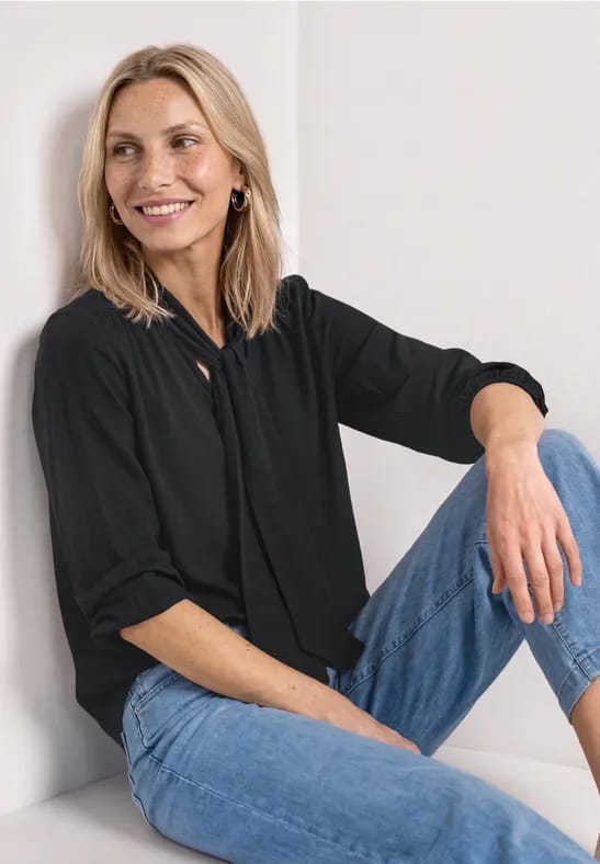 Blouse met lange mouwen en strikdetail