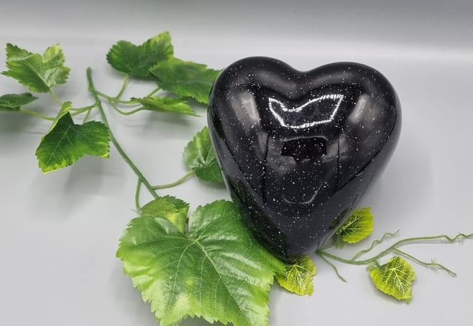 Urn - Keramiek - Hart - Zwart-Ster - 800ml - 1 as-kamer - Hand-made