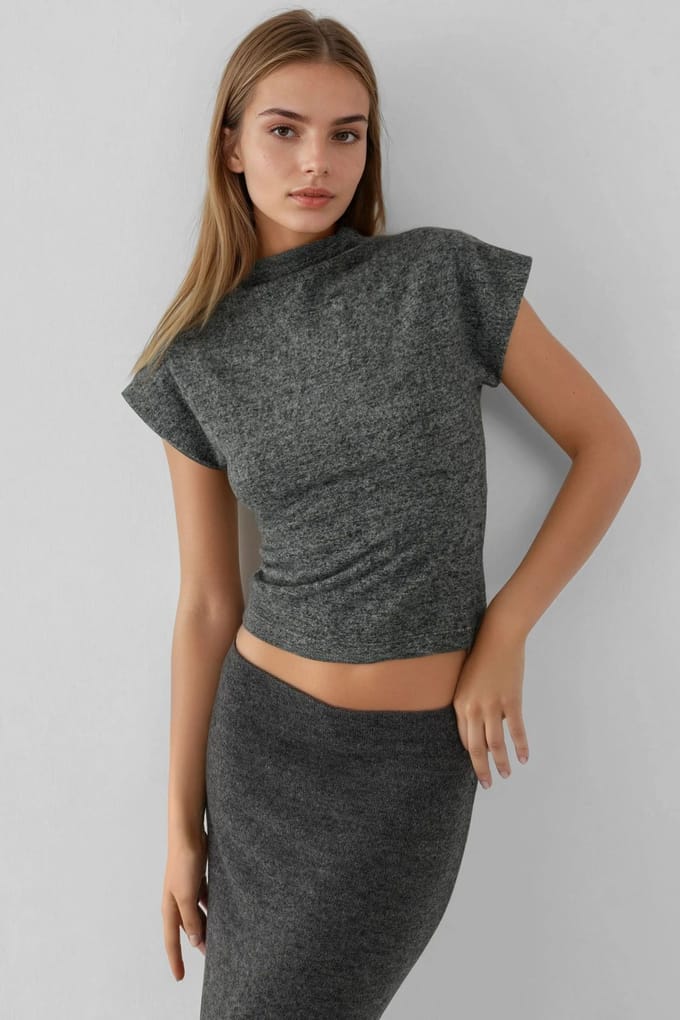 Textuur Ronde Hals Mouwloze Top